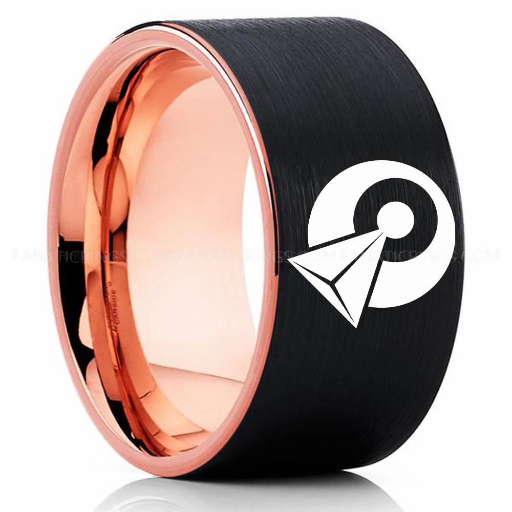 4 Klingon Black Pink Vulcan IDIC Ring, Star Trek Ring, Star Trek Wedding Ring, Star Trek Wedding Band, Vulcan IDIC Wedding Ring, Star Trek Jewelry - Image 1