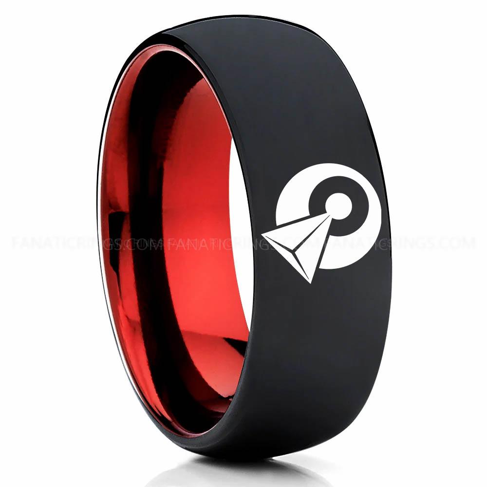 4 Klingon Black Red Vulcan IDIC Ring, Star Trek Ring, Star Trek Wedding Ring, Star Trek Wedding Band, Vulcan IDIC Wedding Ring, Star Trek Jewelry - Image 1