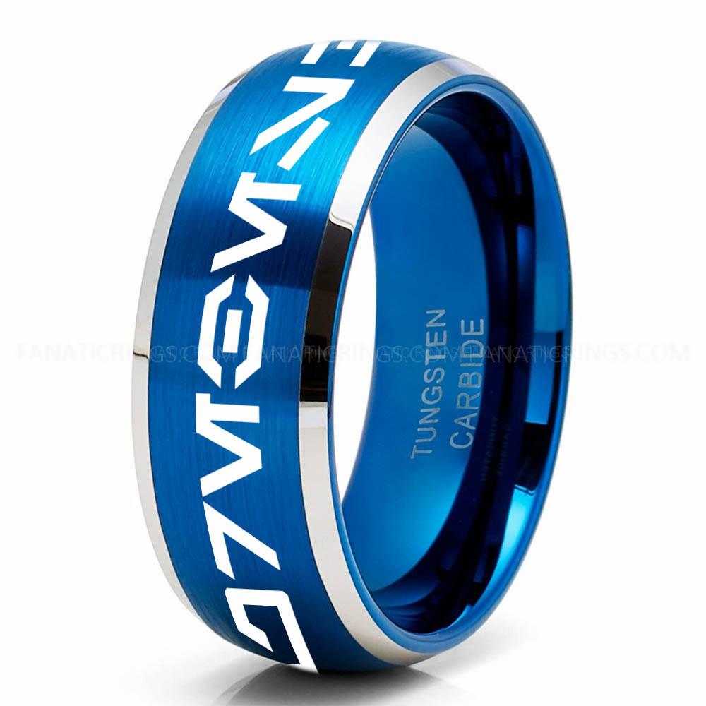 Aurebesh Blue Silver Aurebesh Ring, Star Wars Ring, Star Wars Wedding Band, Star Wars Wedding Ring, Aurebesh Wedding Band - Image 1