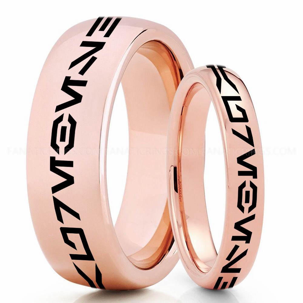 Aurebesh Pink Aurebesh Ring, Star Wars Ring, Star Wars Wedding Band, Star Wars Wedding Ring, Aurebesh Wedding Band - Image 1