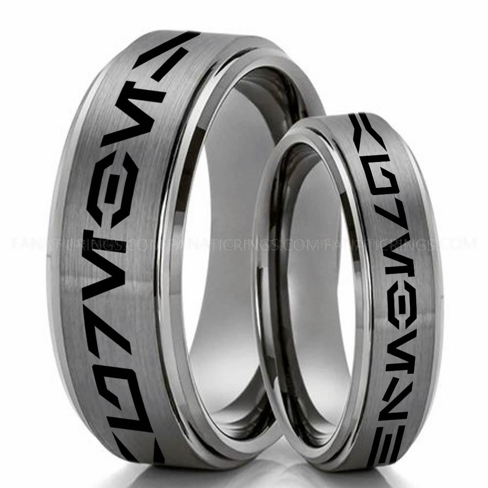 Aurebesh Silver Aurebesh Ring, Star Wars Ring, Star Wars Wedding Band, Star Wars Wedding Ring, Aurebesh Wedding Band - Image 1