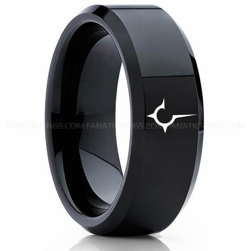 Black 2 House Harkonnen Ring, Dune Ring, Dune Wedding Band, Dune Wedding Ring, House Harkonnen Wedding Band - Image 1