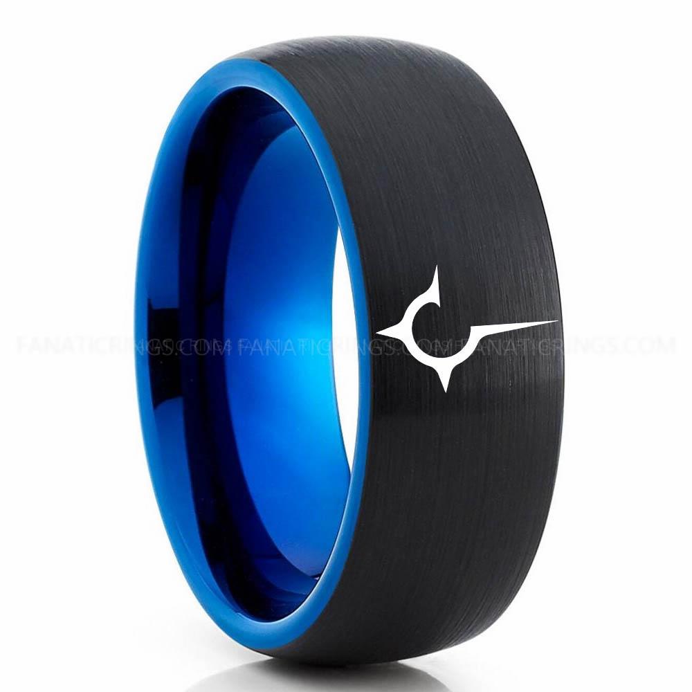 Black Blue 2 House Harkonnen Ring, Dune Ring, Dune Wedding Band, Dune Wedding Ring, House Harkonnen Wedding Band - Image 1