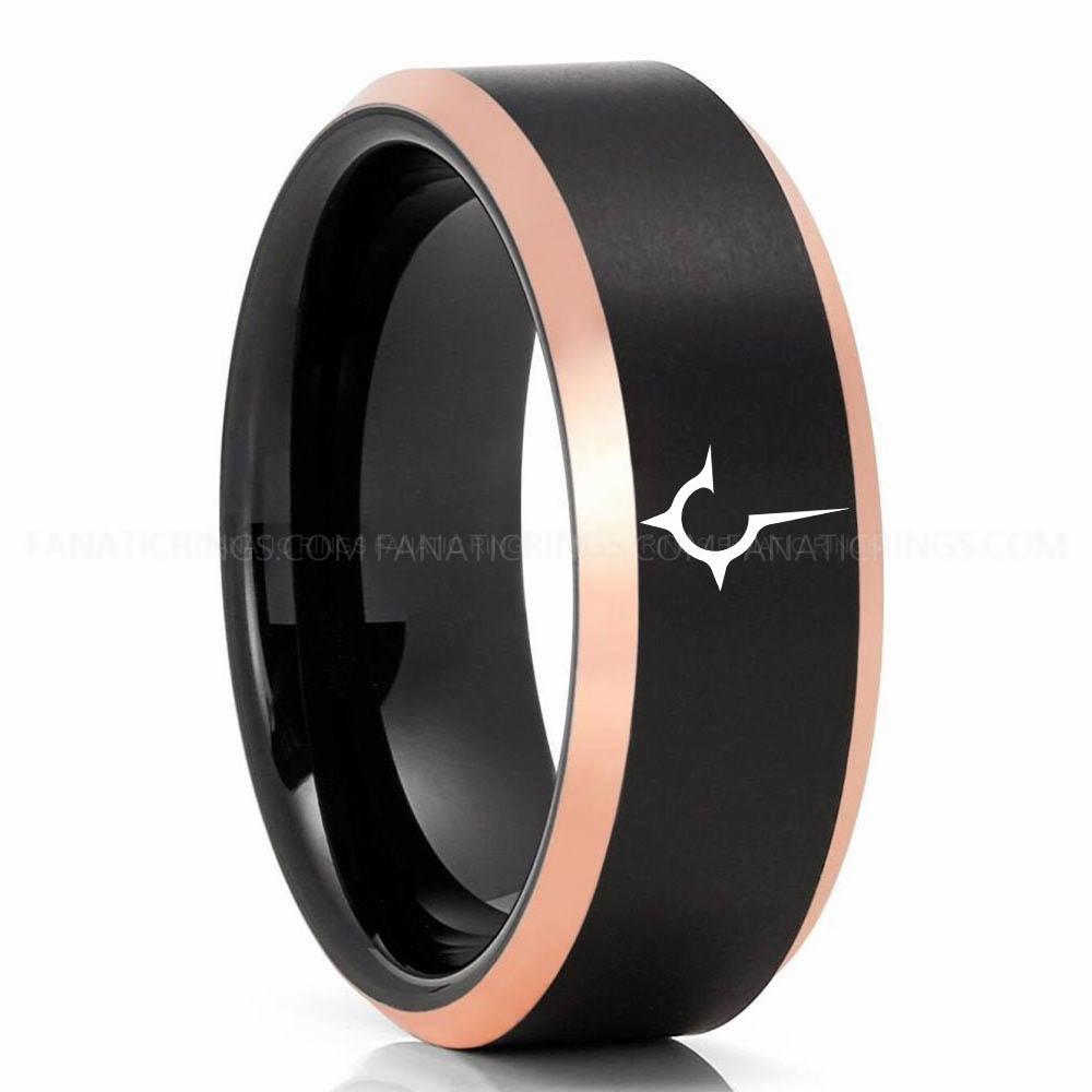 Black Pink 3 House Harkonnen Ring, Dune Ring, Dune Wedding Band, Dune Wedding Ring, House Harkonnen Wedding Band - Image 1