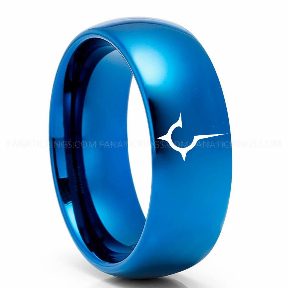 Blue House Harkonnen Ring, Dune Ring, Dune Wedding Band, Dune Wedding Ring, House Harkonnen Wedding Band - Image 1