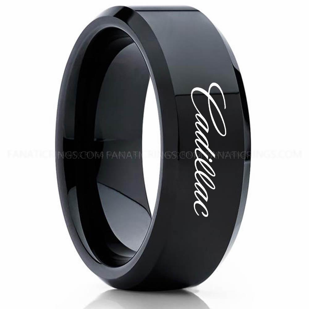 Cadillac Black 2 (1) Cadillac Ring, Cadillac Wedding Ring, Cadillac Wedding Band, Auto Racing Ring, Cadillac Jewelry - Image 1