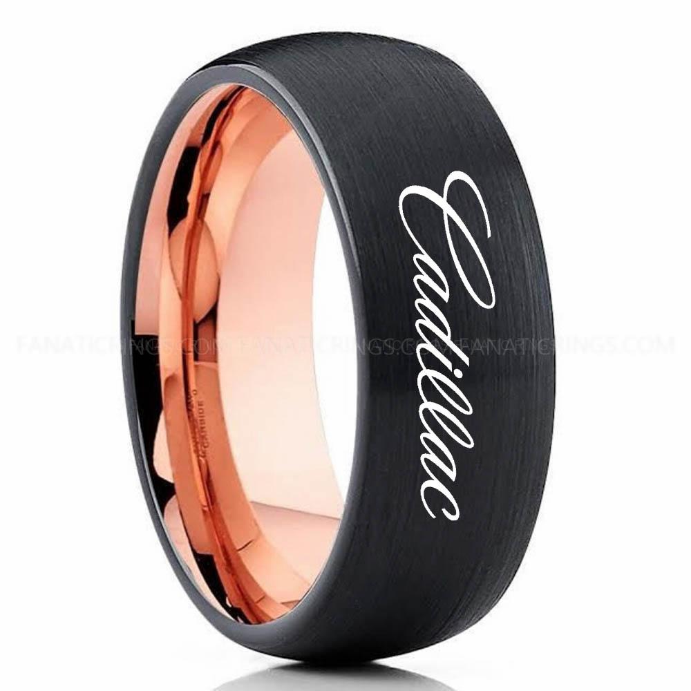 Cadillac Black Pink 2 (1) Cadillac Ring, Cadillac Wedding Ring, Cadillac Wedding Band, Auto Racing Ring, Cadillac Jewelry - Image 1