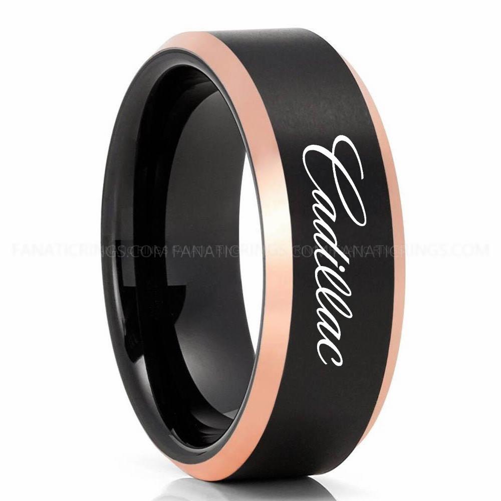 Cadillac Black Pink 3 (1) Cadillac Ring, Cadillac Wedding Ring, Cadillac Wedding Band, Auto Racing Ring, Cadillac Jewelry - Image 1
