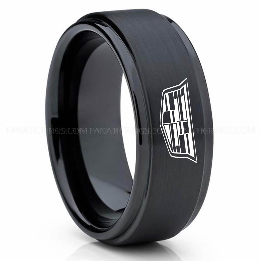 Cadillac Black Cadillac Ring, Cadillac Wedding Ring, Cadillac Wedding Band, Auto Racing Ring, Cadillac Jewelry - Image 1