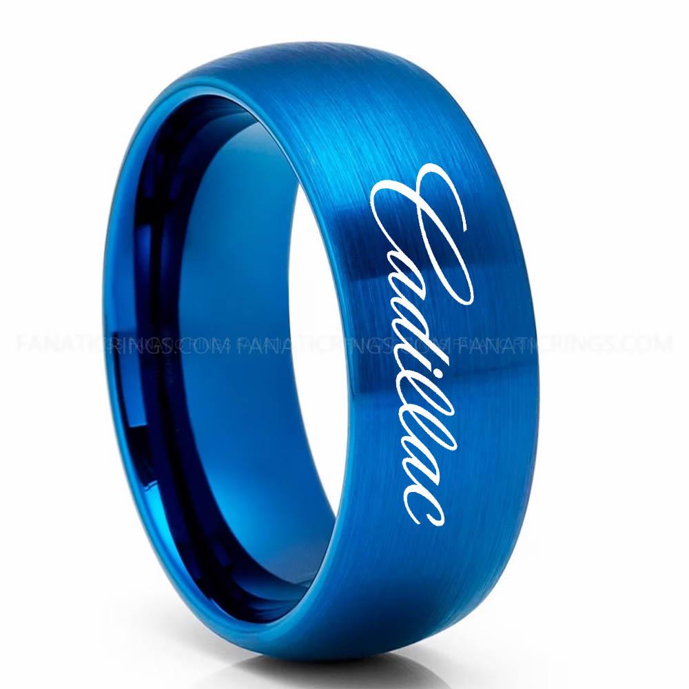 Cadillac Blue (1) Cadillac Ring, Cadillac Wedding Ring, Cadillac Wedding Band, Auto Racing Ring, Cadillac Jewelry - Image 1
