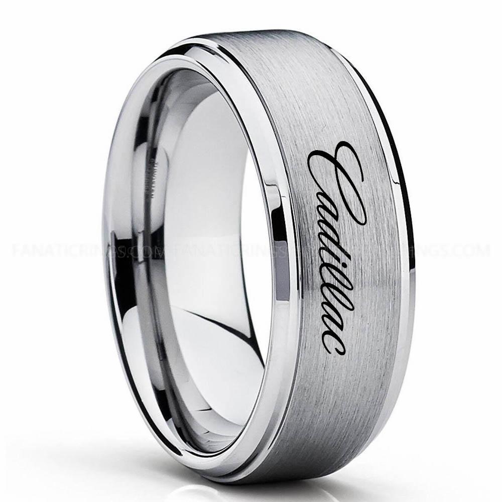 Cadillac Silver 2 (1) Cadillac Ring, Cadillac Wedding Ring, Cadillac Wedding Band, Auto Racing Ring, Cadillac Jewelry - Image 1