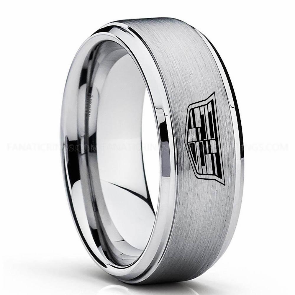 Cadillac Silver 2 Cadillac Ring, Cadillac Wedding Ring, Cadillac Wedding Band, Auto Racing Ring, Cadillac Jewelry - Image 1