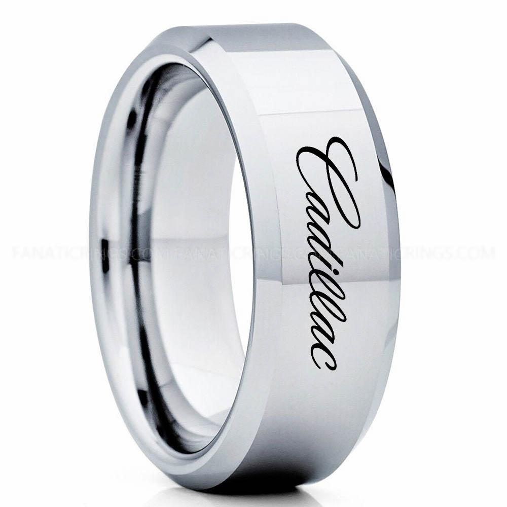 Cadillac Silver 3 (1) Cadillac Ring, Cadillac Wedding Ring, Cadillac Wedding Band, Auto Racing Ring, Cadillac Jewelry - Image 1