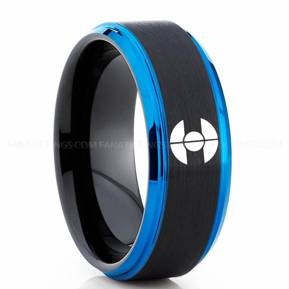 Dune 2 Black Blue Fremen Ring, Fremen Wedding Ring, Fremen Wedding Band, Dune Wedding Ring, Dune Jewelry - Image 1