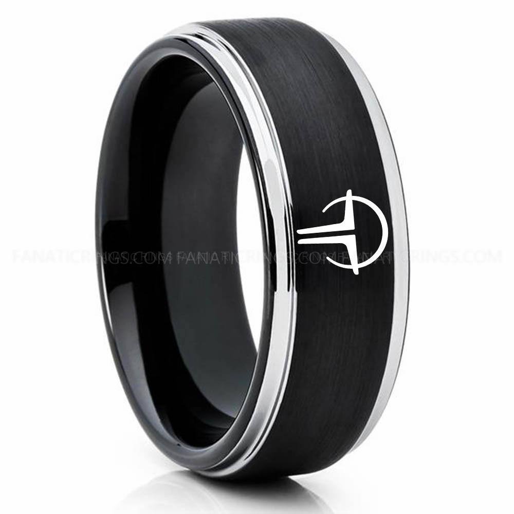 Dune 3 Black Silver House Corrino Emperor Ring, Emperor Ring, Dune Wedding Band, Dune Wedding Ring, Dune Jewelry - Image 1