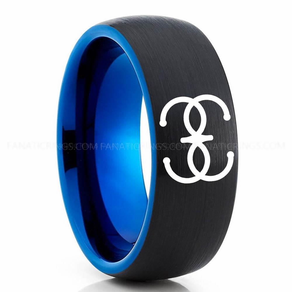 Dune 4 Black Blue 2 Bene Gesserit Ring, Dune Ring, Dune Wedding Band, Dune Wedding Ring, Dune Jewelry - Image 1