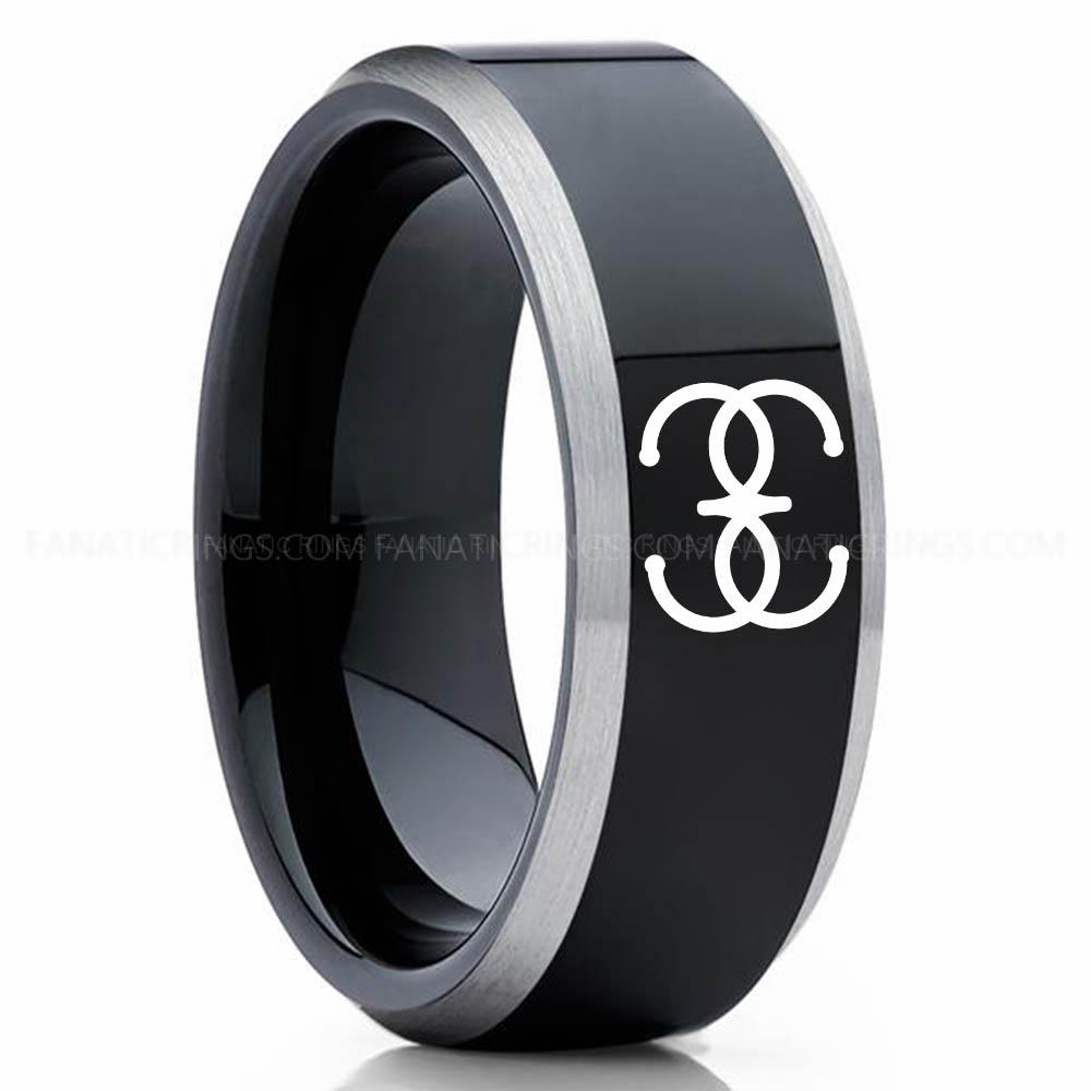 Dune 4 Black Silver 2 Bene Gesserit Ring, Dune Ring, Dune Wedding Band, Dune Wedding Ring, Dune Jewelry - Image 1