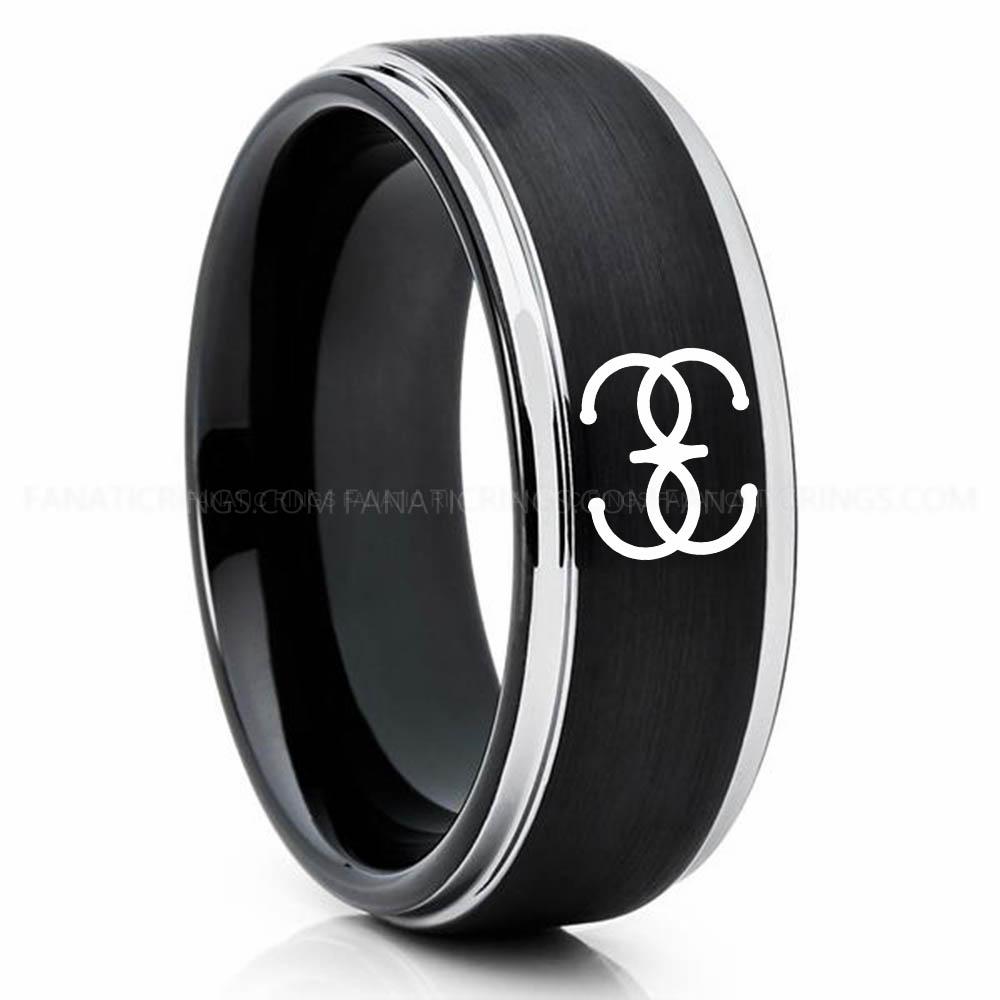 Dune 4 Black Silver Bene Gesserit Ring, Dune Ring, Dune Wedding Band, Dune Wedding Ring, Dune Jewelry - Image 1