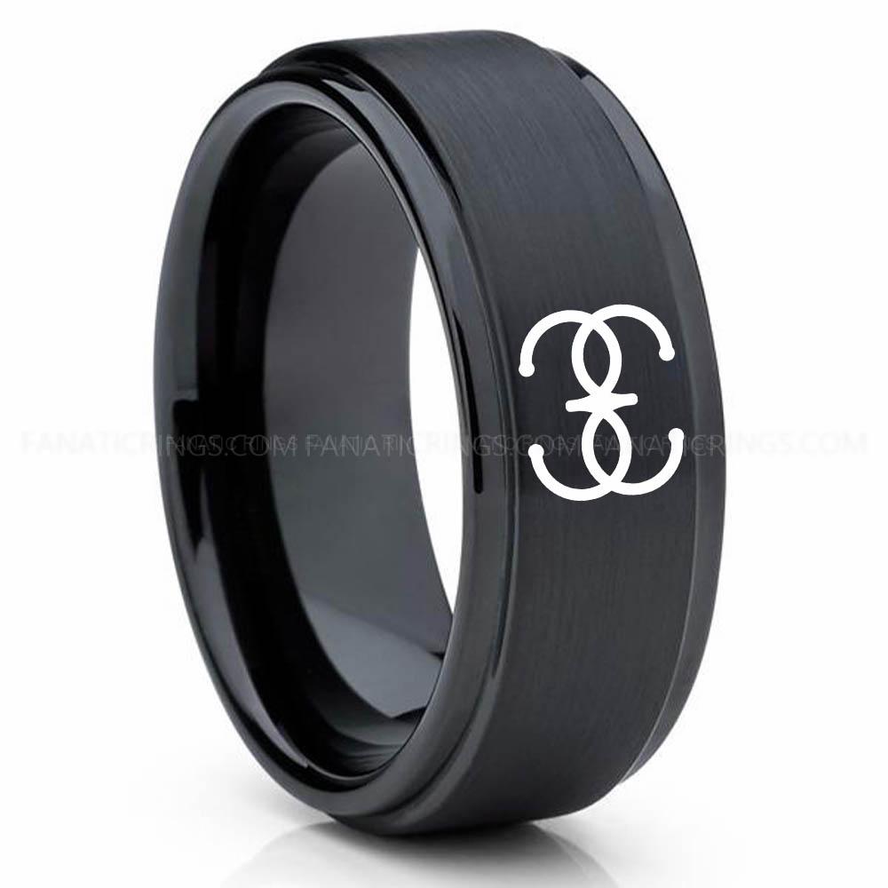 Dune 4 Black Bene Gesserit Ring, Dune Ring, Dune Wedding Band, Dune Wedding Ring, Dune Jewelry - Image 1