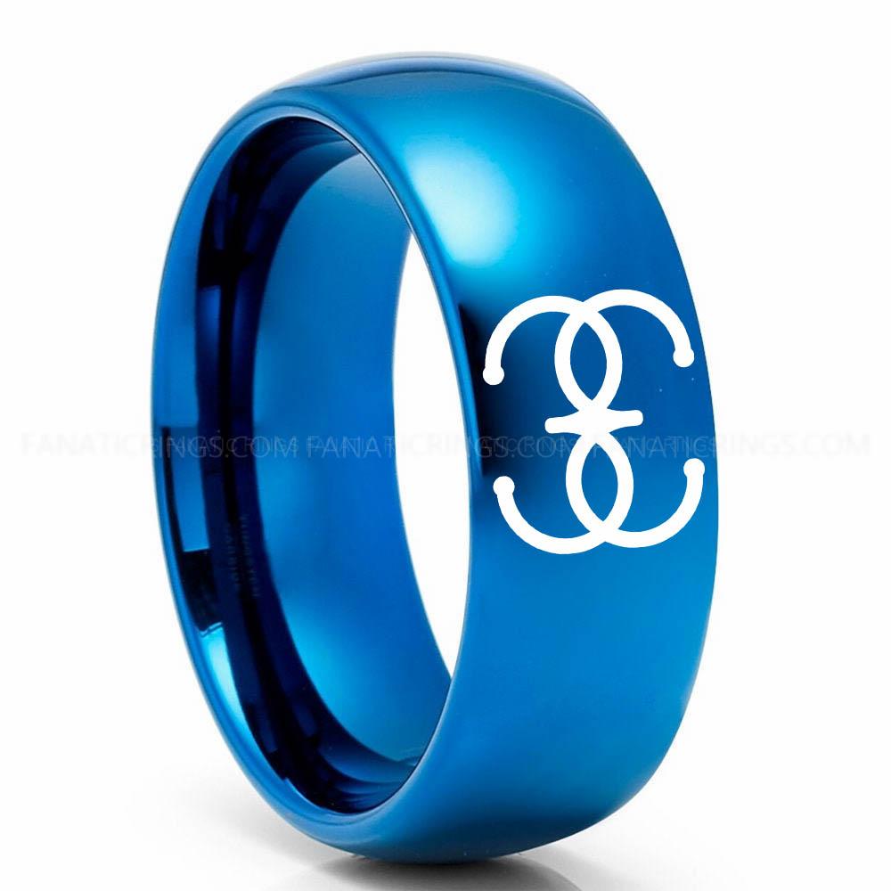 Dune 4 Blue Bene Gesserit Ring, Dune Ring, Dune Wedding Band, Dune Wedding Ring, Dune Jewelry - Image 1