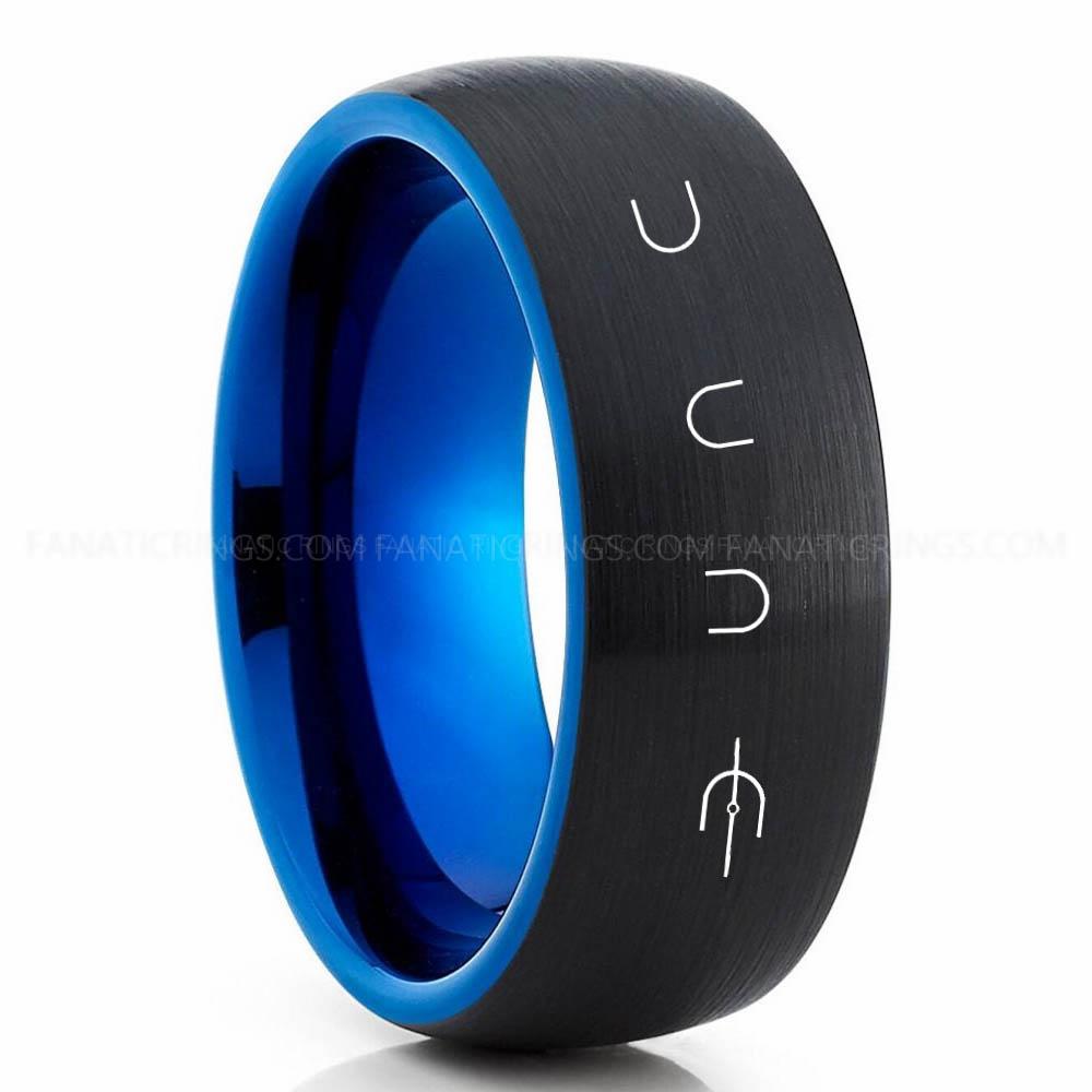 Dune Black Blue 2 Dune Ring, Dune Wedding Band, Dune Wedding Ring, Dune Jewelry - Image 1