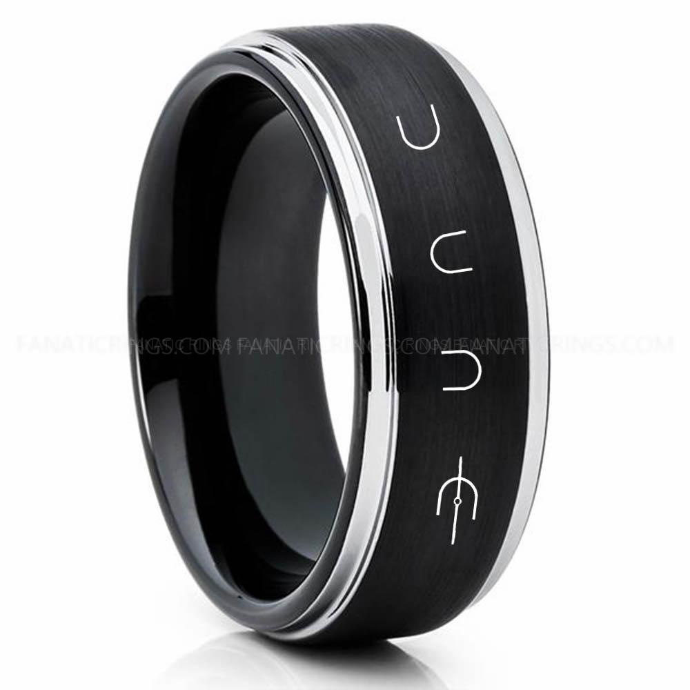 Dune Black Silver Dune Ring, Dune Wedding Band, Dune Wedding Ring, Dune Jewelry - Image 1