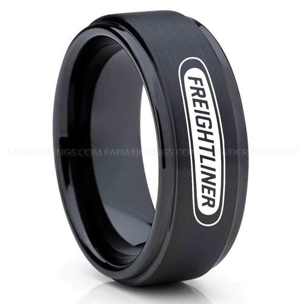 Frightliner Black 2 Freightliner Ring, Freightliner Trucks Ring, Trucker Ring, Freightliner Wedding Band, Freightliner Wedding Ring - Image 1