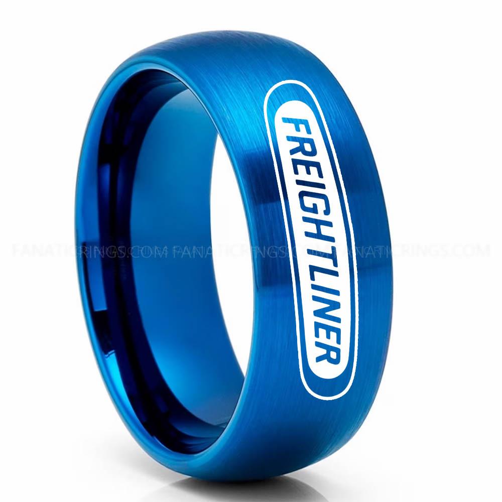 Frightliner Blue Freightliner Ring, Freightliner Trucks Ring, Trucker Ring, Freightliner Wedding Band, Freightliner Wedding Ring - Image 1