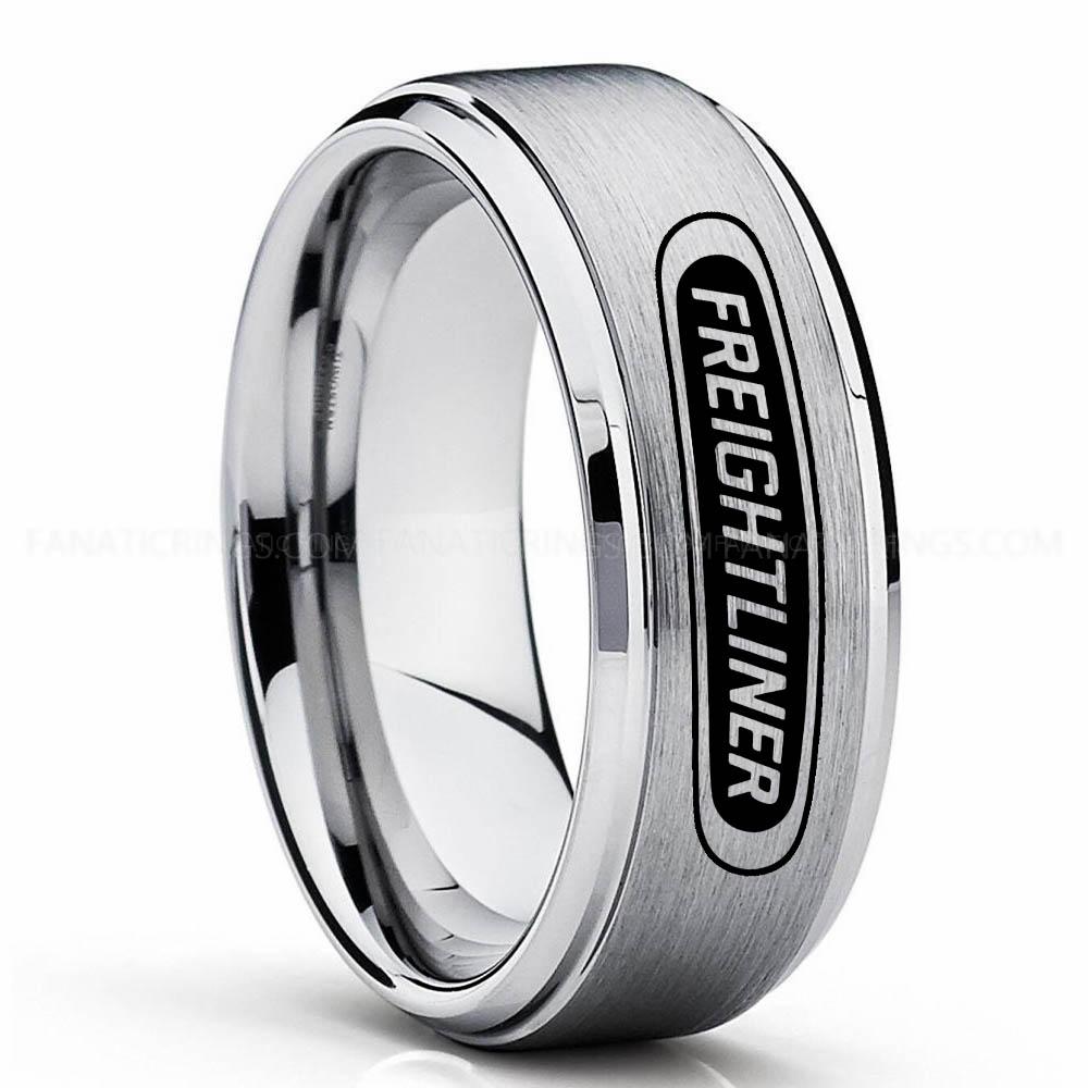 Frightliner Silver 2 Freightliner Ring, Freightliner Trucks Ring, Trucker Ring, Freightliner Wedding Band, Freightliner Wedding Ring - Image 1