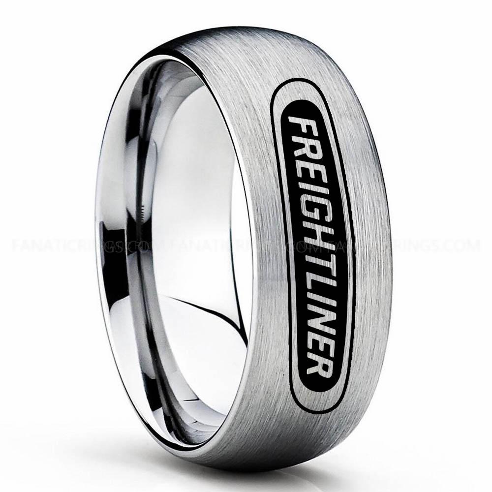 Frightliner Silver 3 Freightliner Ring, Freightliner Trucks Ring, Trucker Ring, Freightliner Wedding Band, Freightliner Wedding Ring - Image 1