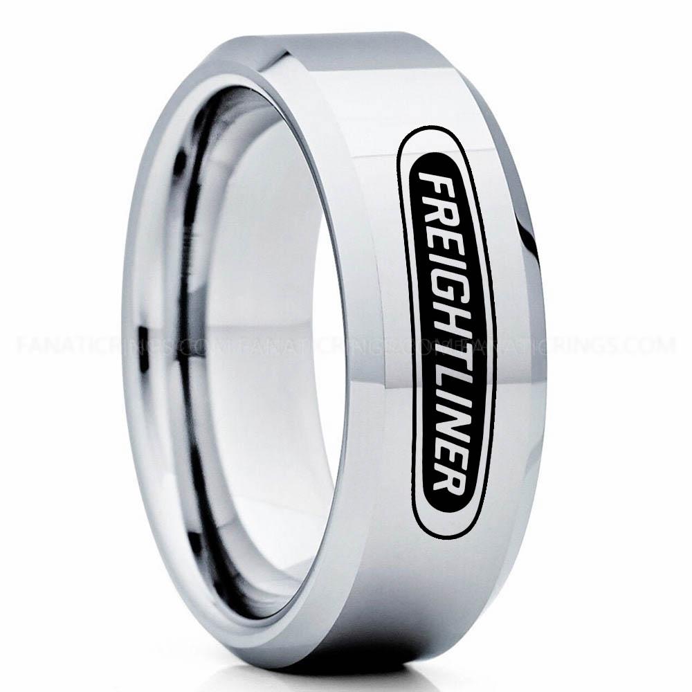 Frightliner Silver Freightliner Ring, Freightliner Trucks Ring, Trucker Ring, Freightliner Wedding Band, Freightliner Wedding Ring - Image 1