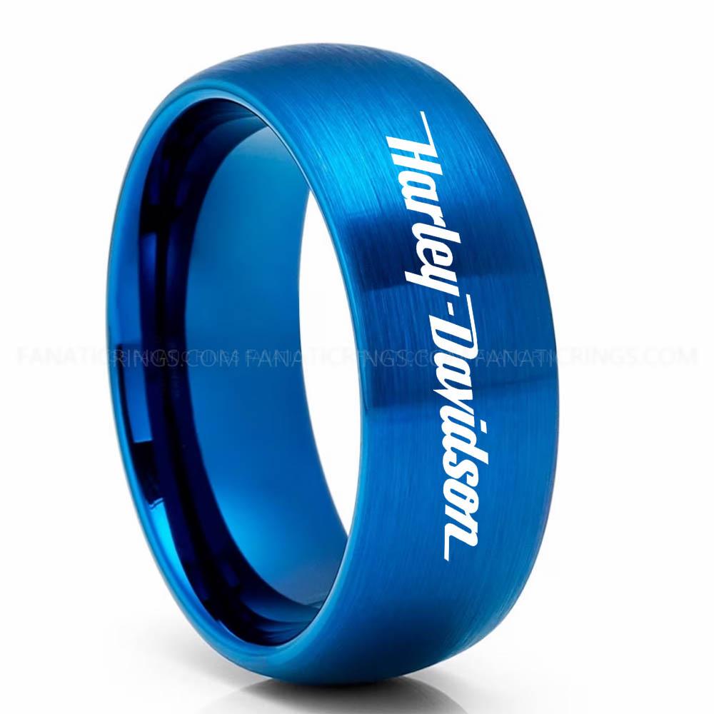 Harley Davidson Blue Harley-Davidson Ring, Harley-Davidson Motorcycle Ring, Harley-Davidson Ring, Harley-Davidson Wedding Band, Harley-Davidson Wedding Ring - Image 1