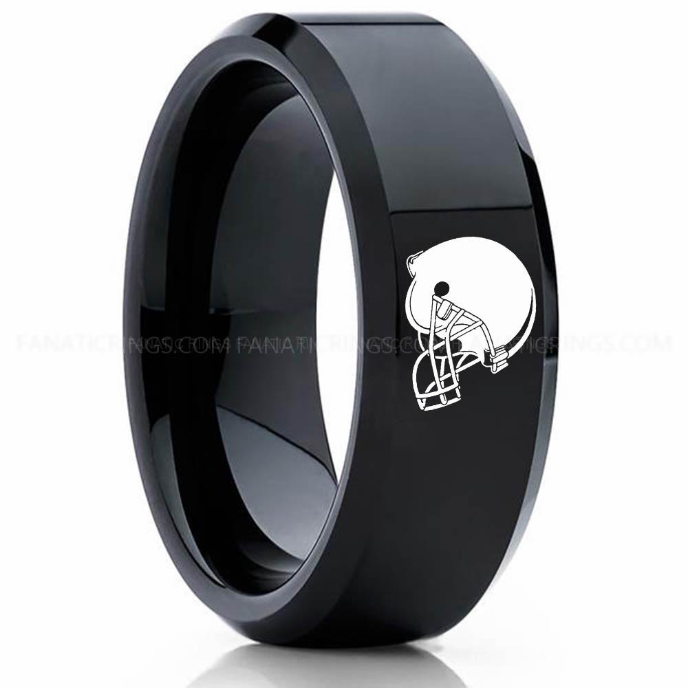 Helmet Black 2 Browns Ring, Browns Wedding Band, Browns Wedding Ring, Browns Jewelry, Football Ring, Football Wedding Band - Image 1