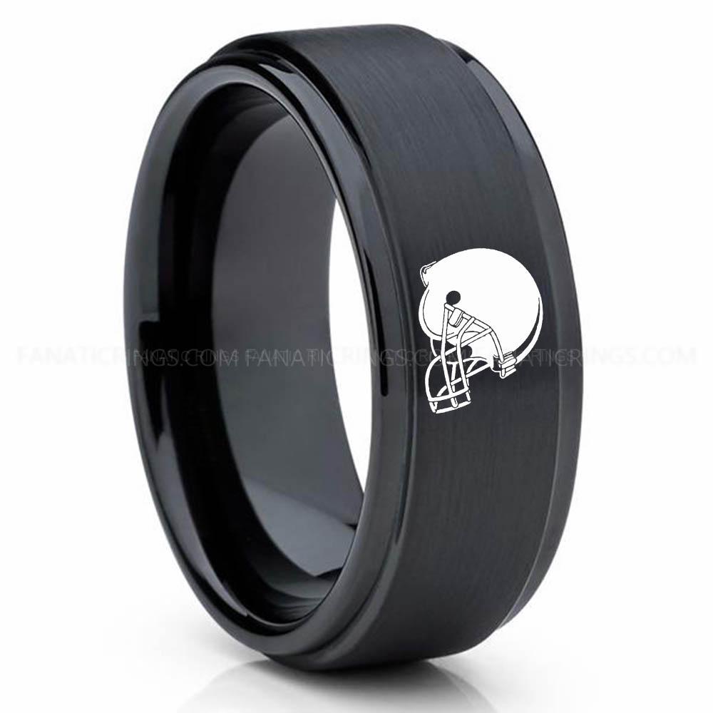 Helmet Black 3 Browns Ring, Browns Wedding Band, Browns Wedding Ring, Browns Jewelry, Football Ring, Football Wedding Band - Image 1