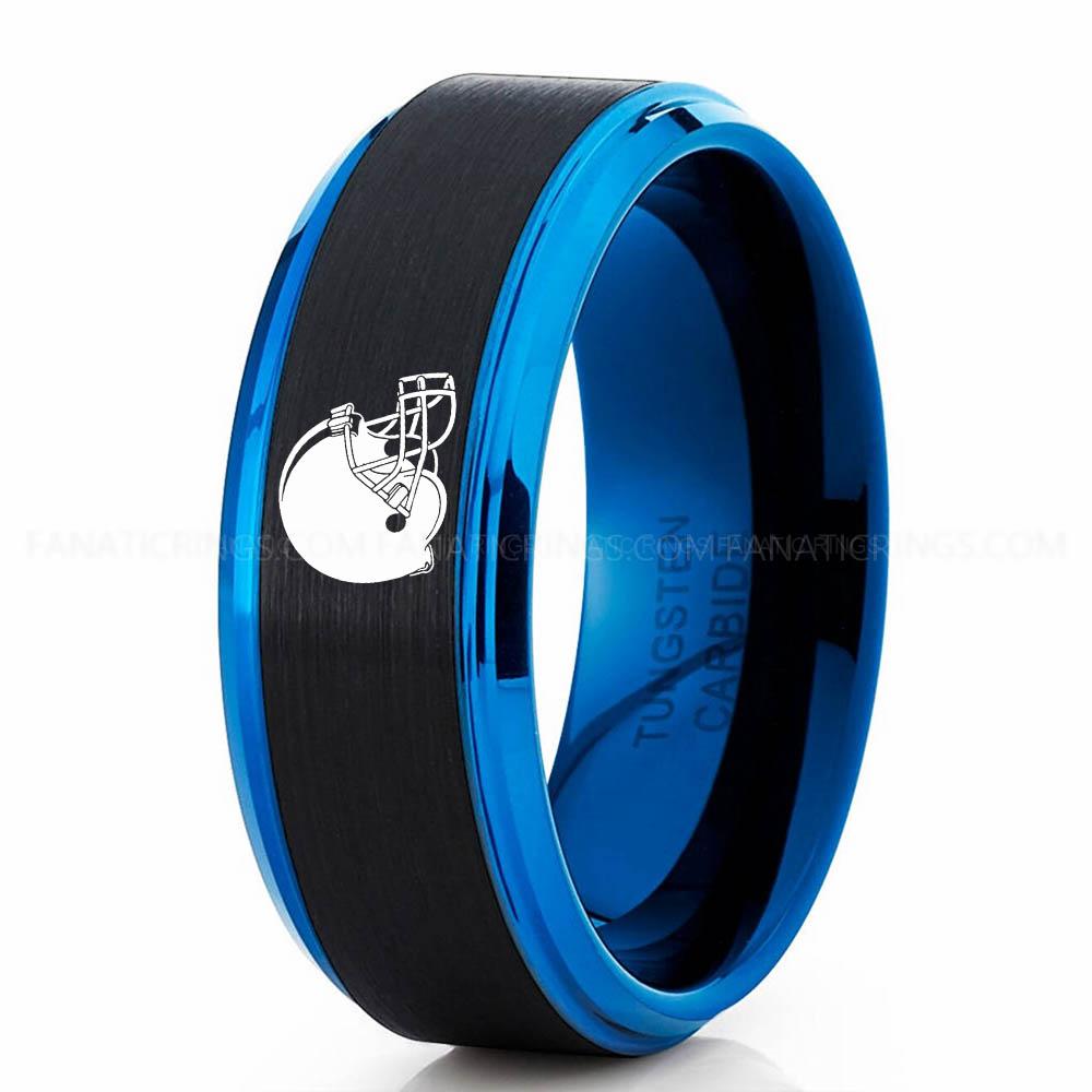 Helmet Black Blue 2 Browns Ring, Browns Wedding Band, Browns Wedding Ring, Browns Jewelry, Football Ring, Football Wedding Band - Image 1