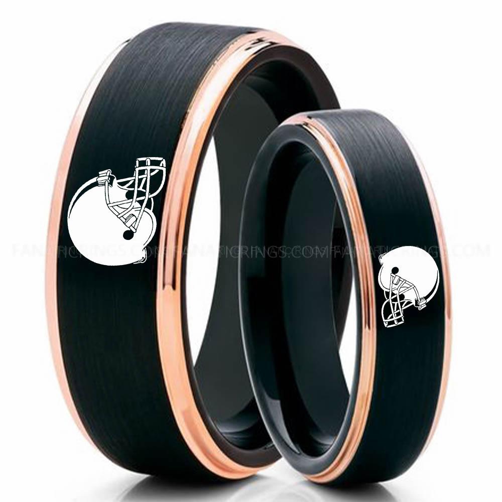 Helmet Black Pink 2 Browns Ring, Browns Wedding Band, Browns Wedding Ring, Browns Jewelry, Football Ring, Football Wedding Band - Image 1