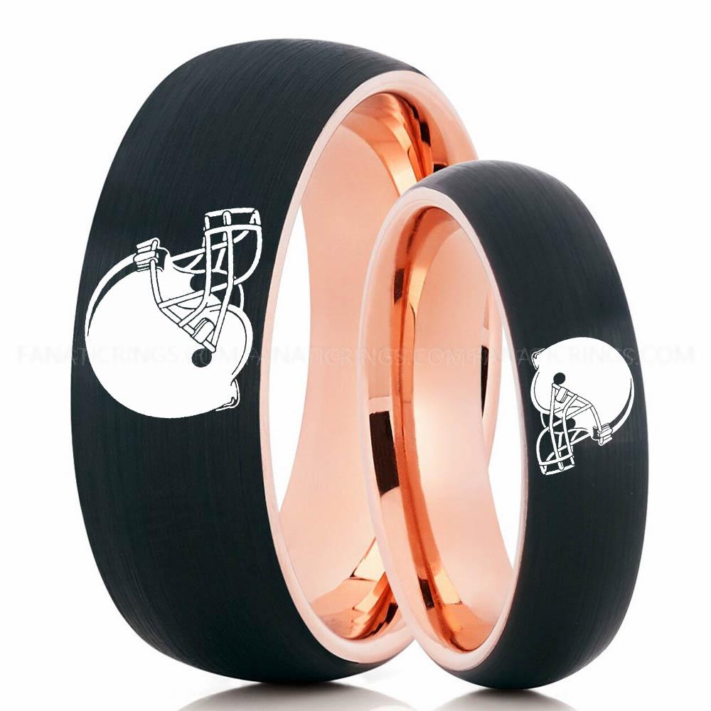 Helmet Black Pink 3 Browns Ring, Browns Wedding Band, Browns Wedding Ring, Browns Jewelry, Football Ring, Football Wedding Band - Image 1