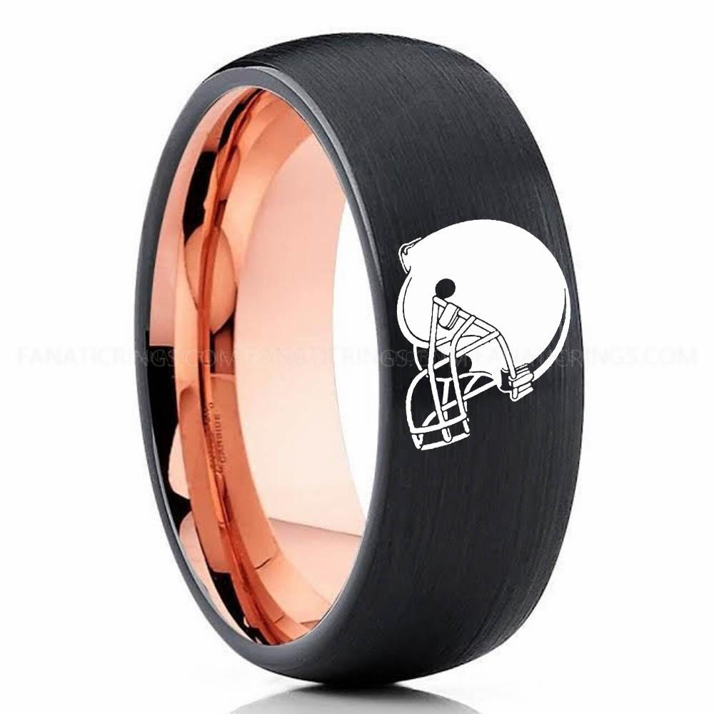 Helmet Black Pink 4 Browns Ring, Browns Wedding Band, Browns Wedding Ring, Browns Jewelry, Football Ring, Football Wedding Band - Image 1