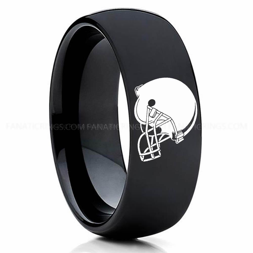 Helmet Black Browns Ring, Browns Wedding Band, Browns Wedding Ring, Browns Jewelry, Football Ring, Football Wedding Band - Image 1