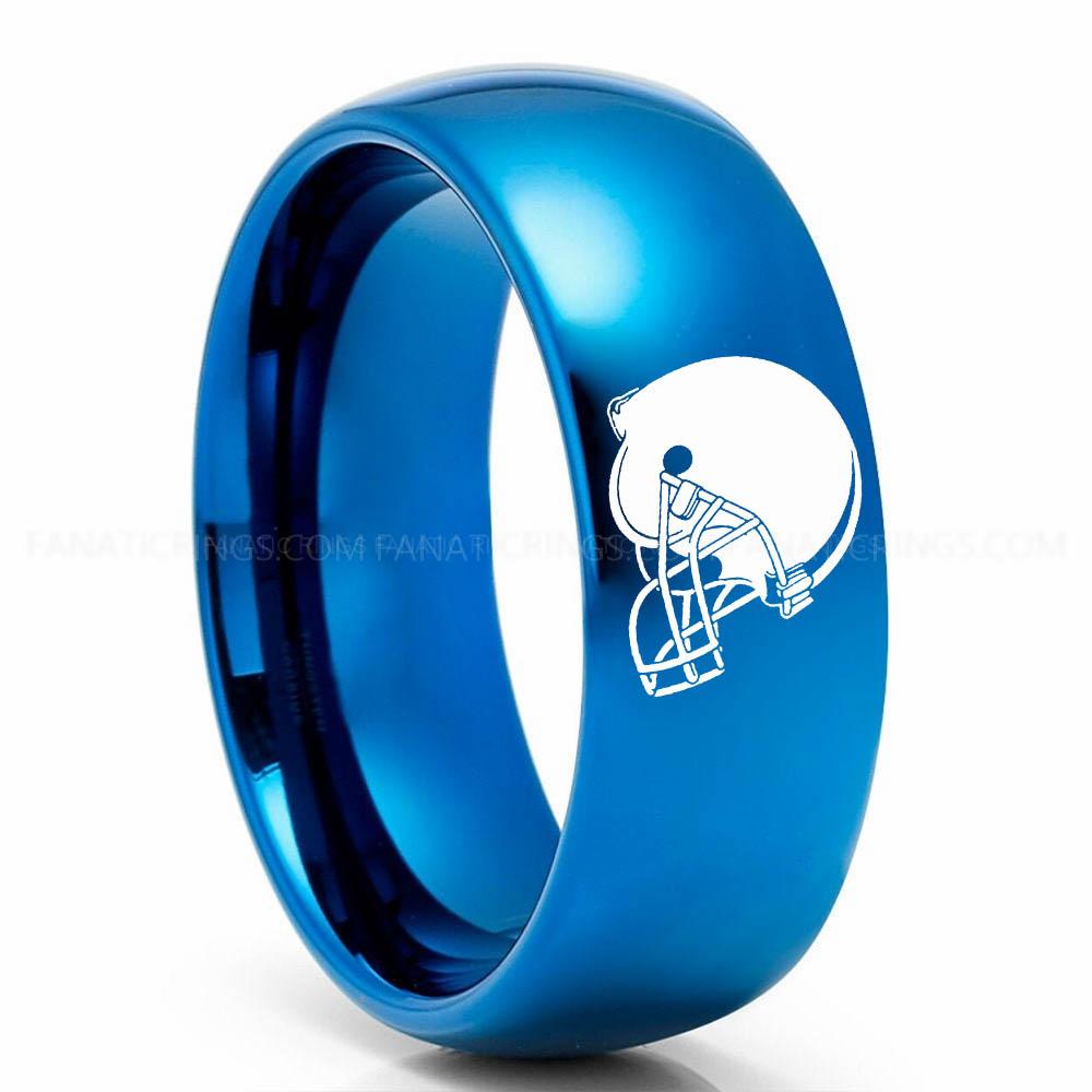 Helmet Blue Browns Ring, Browns Wedding Band, Browns Wedding Ring, Browns Jewelry, Football Ring, Football Wedding Band - Image 1