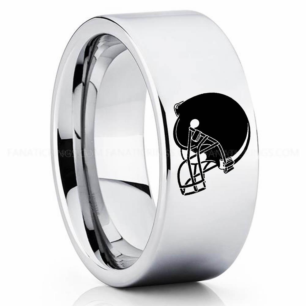 Helmet Silver 2 Browns Ring, Browns Wedding Band, Browns Wedding Ring, Browns Jewelry, Football Ring, Football Wedding Band - Image 1