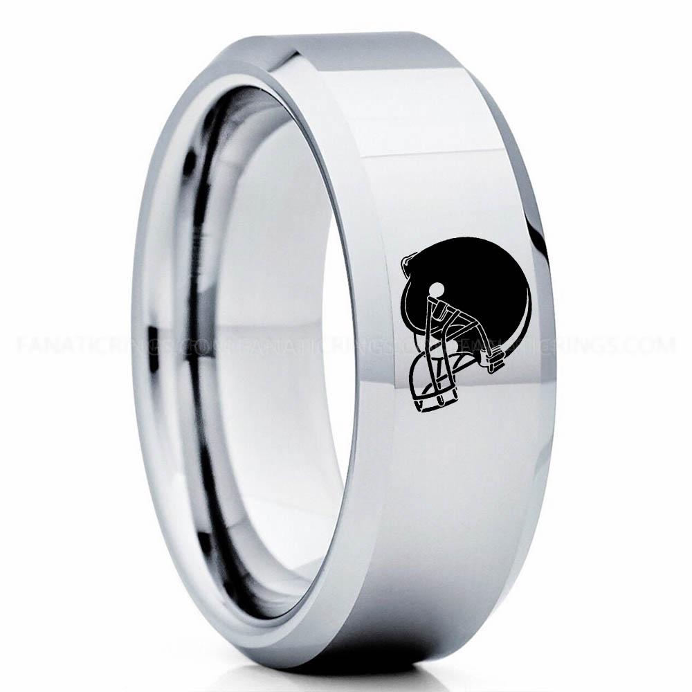 Helmet Silver 3 Browns Ring, Browns Wedding Band, Browns Wedding Ring, Browns Jewelry, Football Ring, Football Wedding Band - Image 1