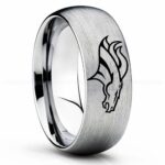 Broncos Ring, Broncos Wedding Band, Broncos Wedding Ring, Broncos Jewelry, Football Ring, Football Wedding Band