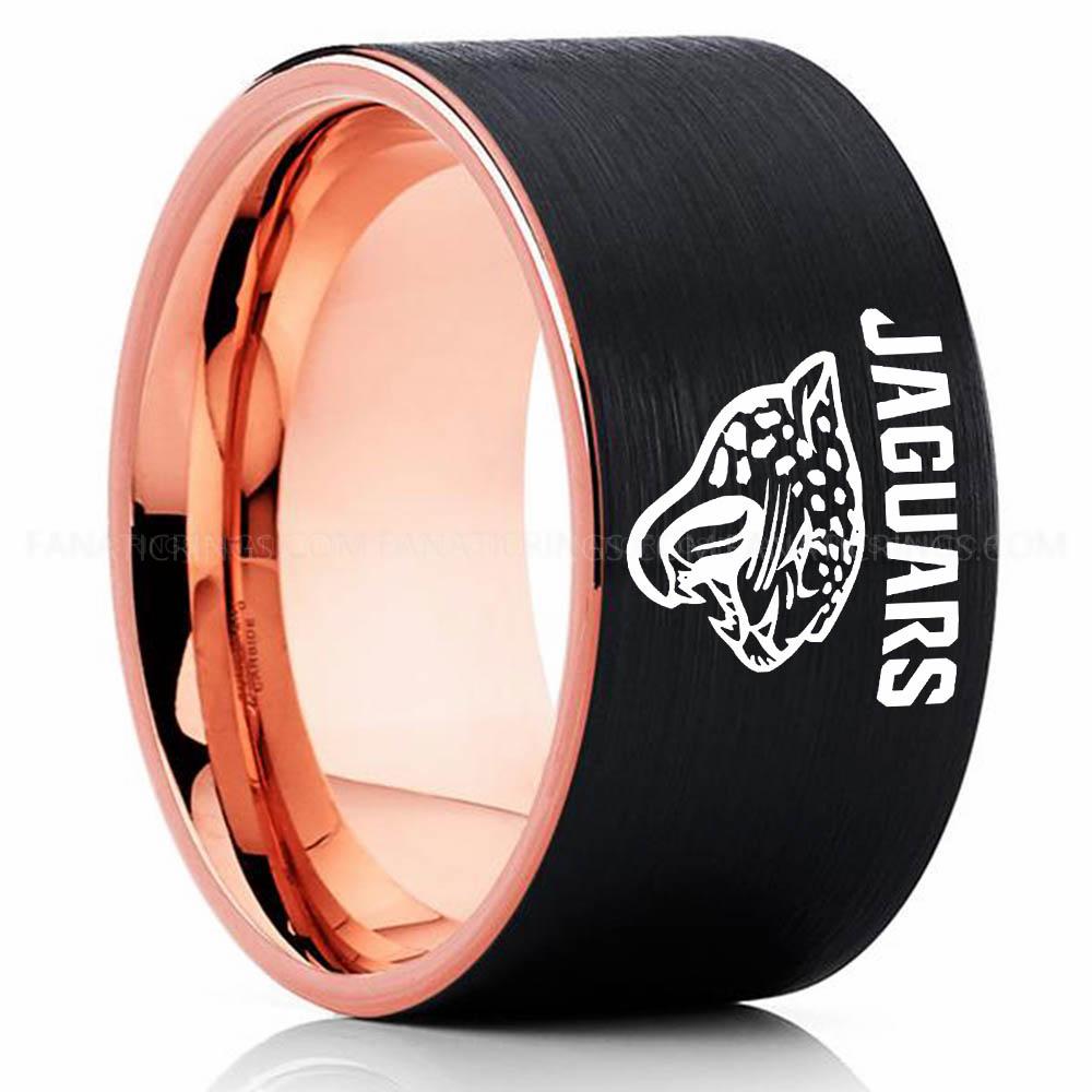 Jaguars Black Pink Jaguars Ring, Jaguars Wedding Band, Jaguars Wedding Ring, Jaguars Jewelry, Football Ring, Football Wedding Band - Image 1