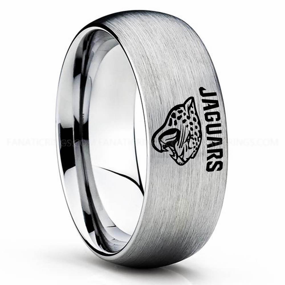 Jaguars Silver 3 Jaguars Ring, Jaguars Wedding Band, Jaguars Wedding Ring, Jaguars Jewelry, Football Ring, Football Wedding Band - Image 1