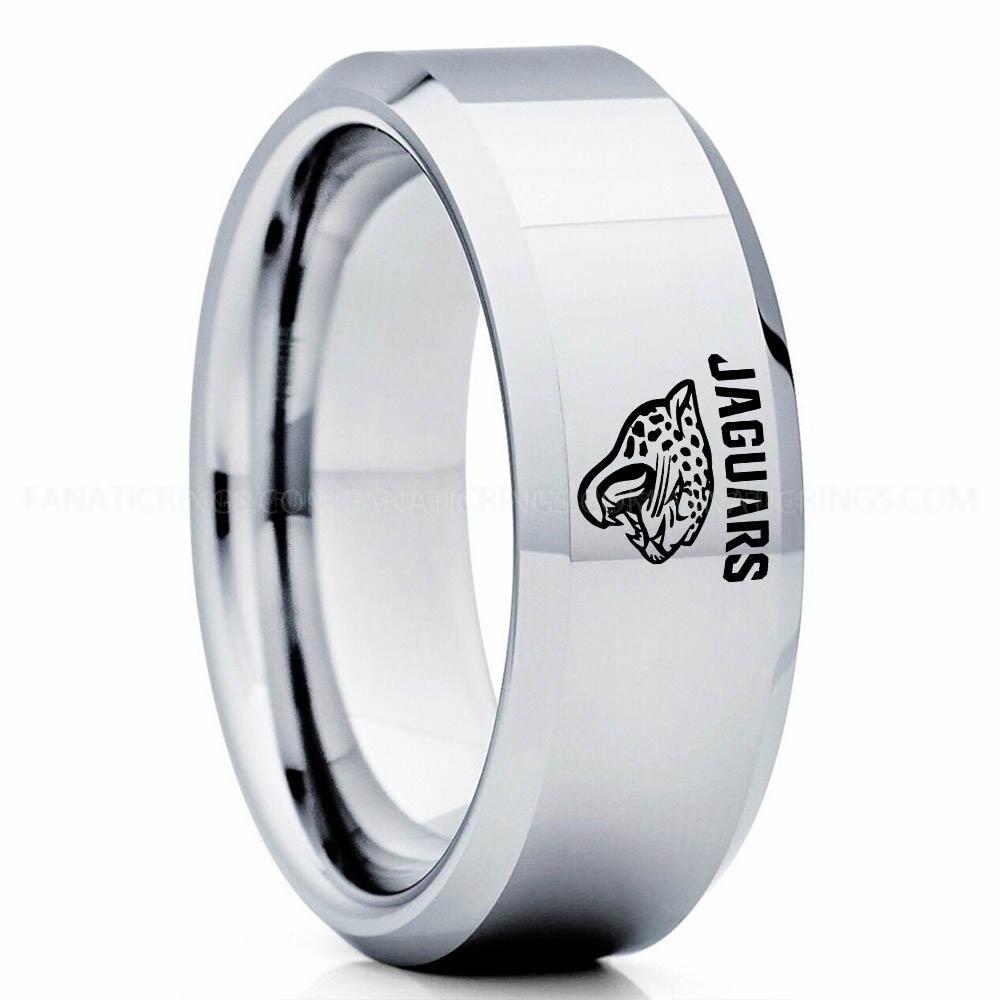 Jaguars Silver Jaguars Ring, Jaguars Wedding Band, Jaguars Wedding Ring, Jaguars Jewelry, Football Ring, Football Wedding Band - Image 1