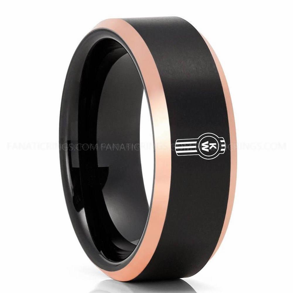KW Black Pink 3 Kenworth Ring, Kenworth Trucks Ring, Trucker Ring, Kenworth Wedding Band, Kenworth Wedding Ring - Image 1