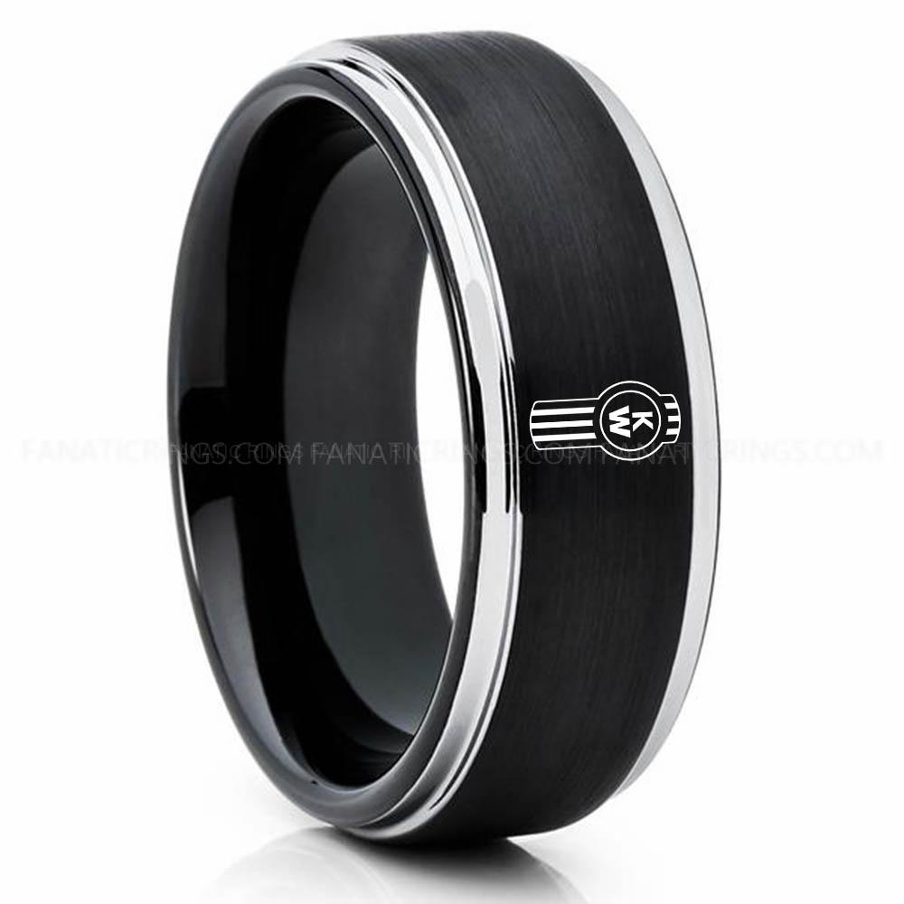 KW Black Silver Kenworth Ring, Kenworth Trucks Ring, Trucker Ring, Kenworth Wedding Band, Kenworth Wedding Ring - Image 1