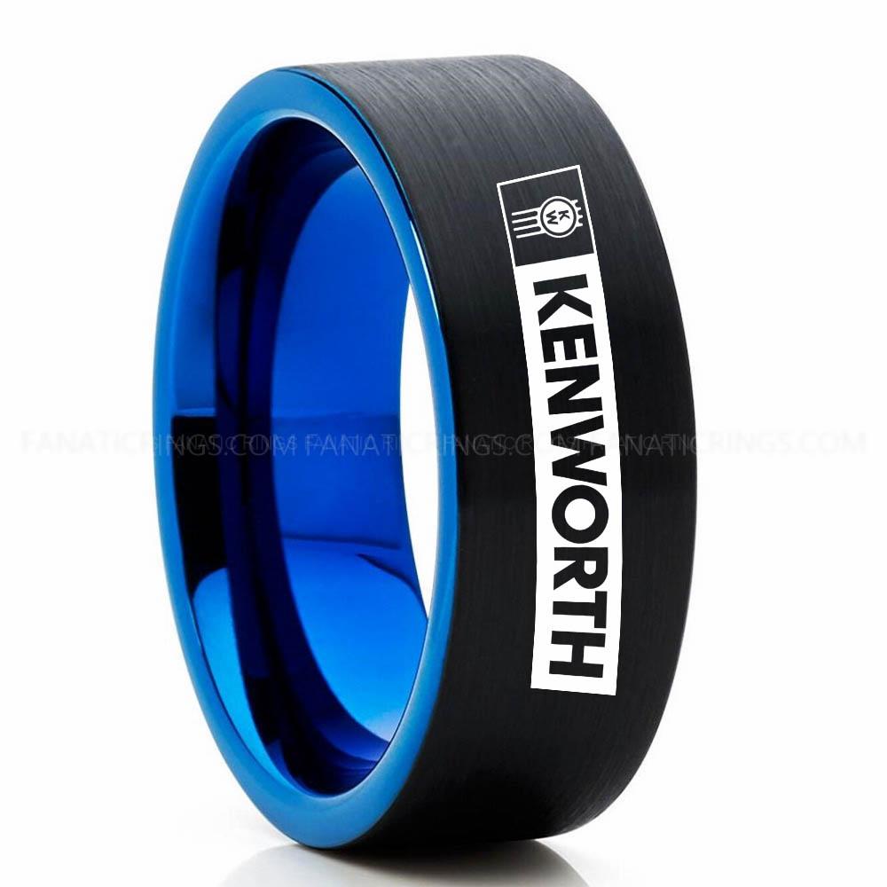 Kenworth Black Blue 3 Kenworth Ring, Kenworth Trucks Ring, Trucker Ring, Kenworth Wedding Band, Kenworth Wedding Ring - Image 1