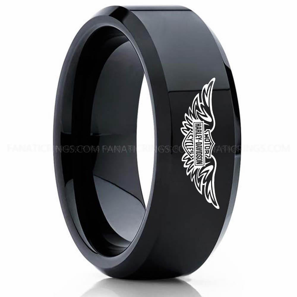 MHDC 2 Black 2 Harley-Davidson Ring, Harley-Davidson Motorcycle Ring, Harley-Davidson Ring, Harley-Davidson Wedding Band, Harley-Davidson Wedding Ring - Image 1